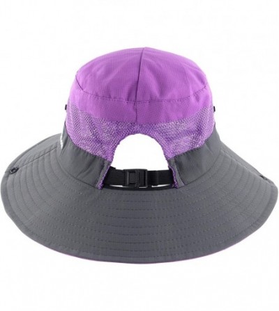 Sun Hats Women's Summer Sun UV Protection Hat Foldable Wide Brim Boonie Hats for Beach Safari Fishing - Purple - CO18EE78SH5