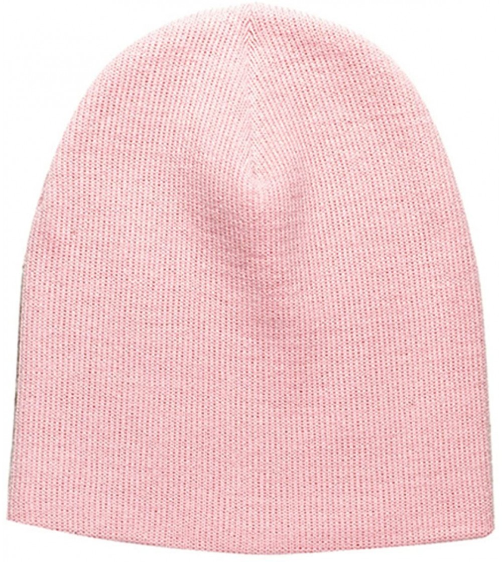 Skullies & Beanies Superior Cotton Knit Solid Color Beanies- 9 - Pink - CY11U5JQ9CB