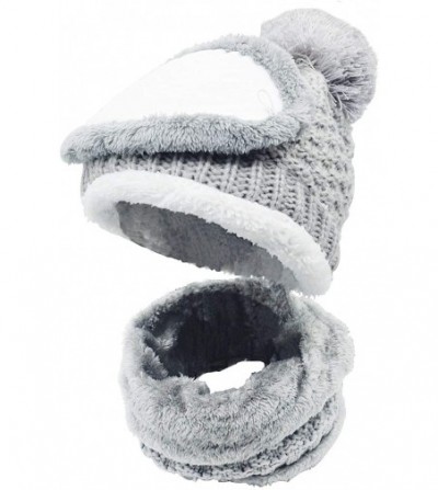 Skullies & Beanies Winter Beanie Hat Scarf and Mask Set 3 Pieces Thick Warm Slouchy Knit Cap - Light Gray - CN186NAYOQ7