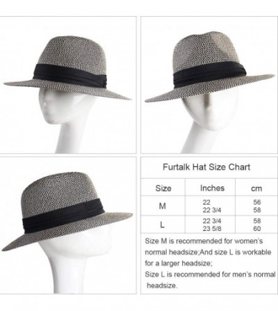 Sun Hats Panama Hat Sun Hats for Women Men Wide Brim Fedora Straw Beach Hat UV UPF 50 - Z-2 Pcs Brown/Black Beige - CU18NRYYDEY