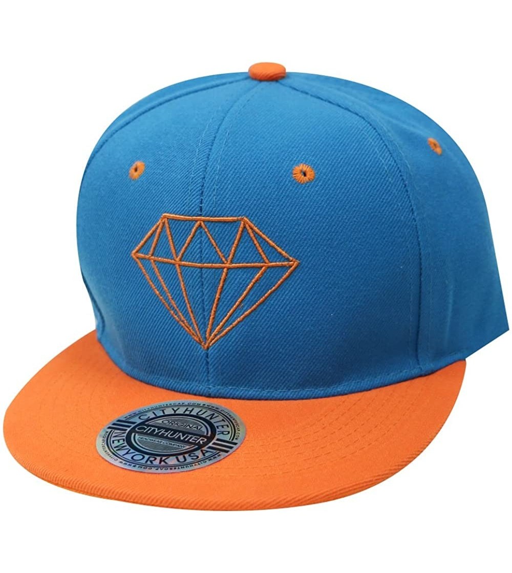 Baseball Caps Diamond Snapback Cap - Turquoise/Orange - CX18CLNSSWI