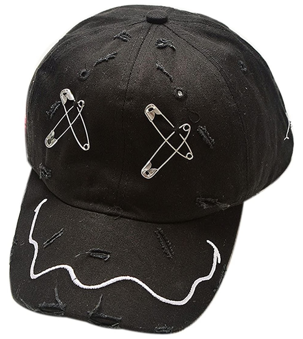 Baseball Caps Women's Iron Ring Pin Retro Baseball Cap Trucker Hat - Eyes Pin - CA186NA8DKT