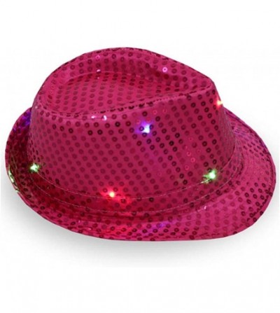 Fedoras Unisex Sequin Panama Hat Short Brim Sun Hat Suitable for Party and Club- Light up The Night - Black - CF18R8OLNUN