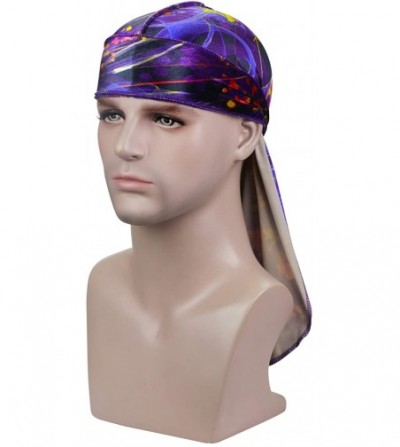 Skullies & Beanies Luxury Textile Printing Du-rag - Silky Velvet Durag Headwraps with Extra Long Tail and Wide Straps for 360...