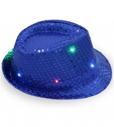 Fedoras Unisex Sequin Panama Hat Short Brim Sun Hat Suitable for Party and Club- Light up The Night - Black - CF18R8OLNUN
