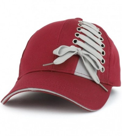 Baseball Caps Interchangeable Shoelace Ribbon Structured Baseball Cap - Burgundy - C318D96C7QN