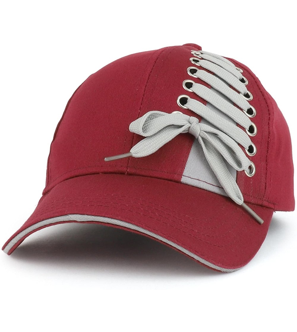 Baseball Caps Interchangeable Shoelace Ribbon Structured Baseball Cap - Burgundy - C318D96C7QN