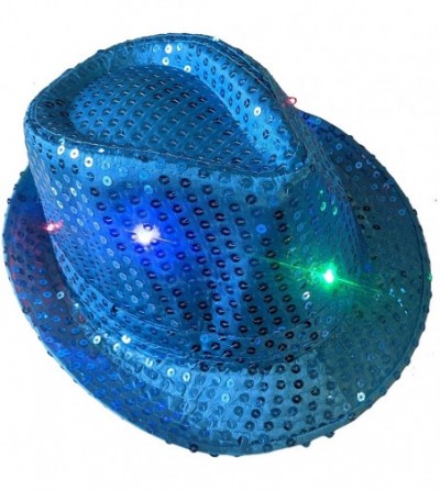 Fedoras LED Light Up Flashing Fedora Hat (Lt Blue) - Lt Blue - CT19572WLA6