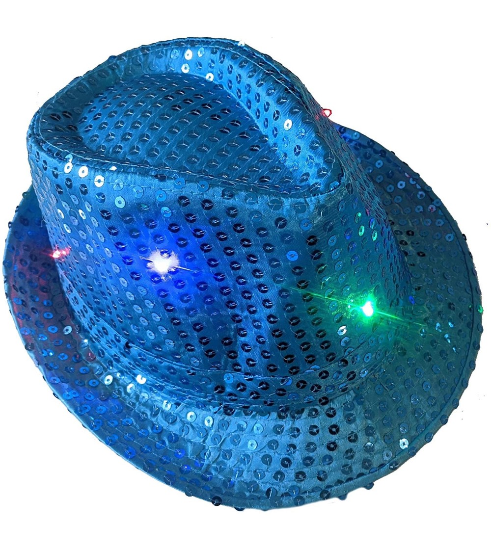 Fedoras LED Light Up Flashing Fedora Hat (Lt Blue) - Lt Blue - CT19572WLA6
