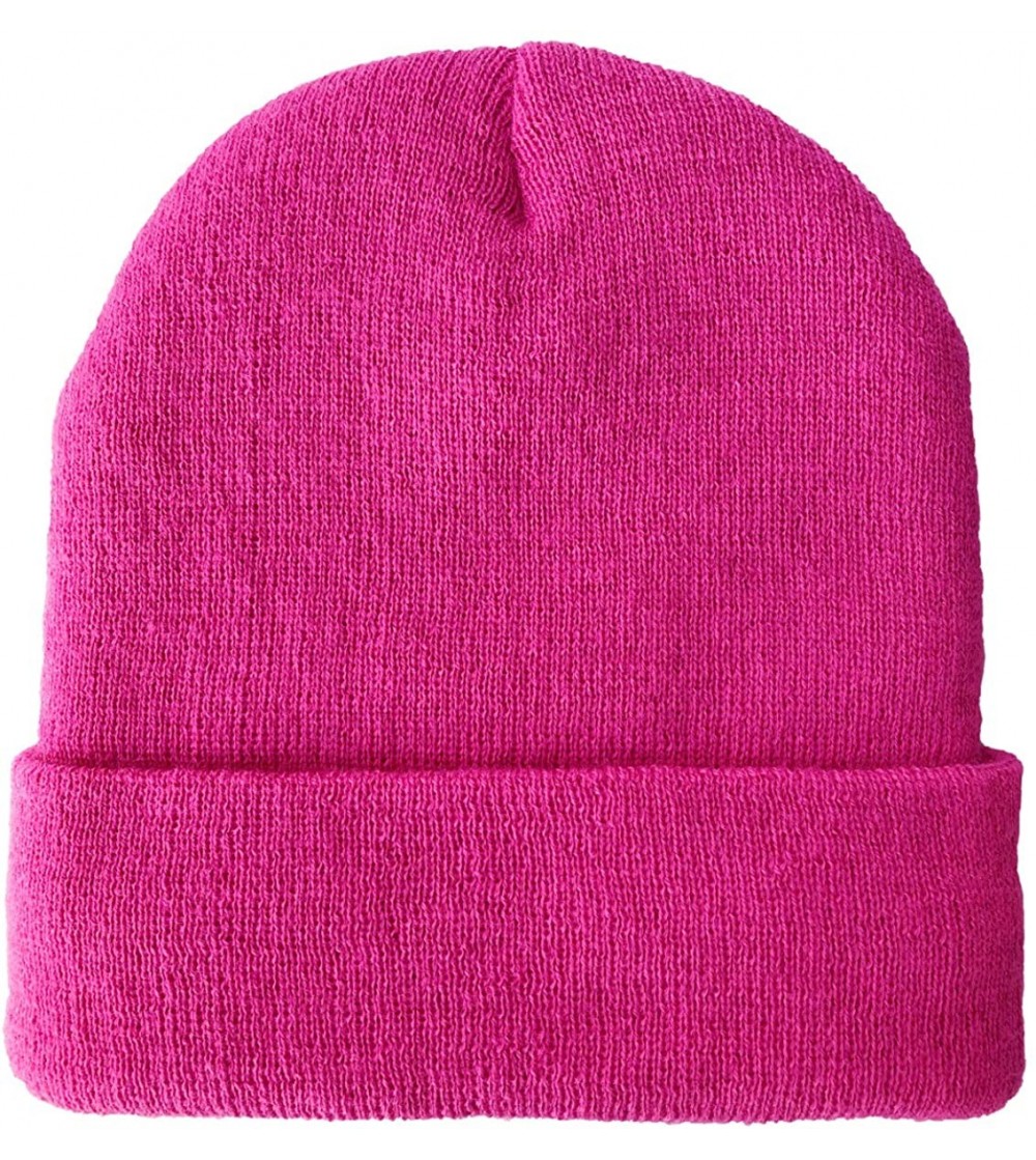 Skullies & Beanies 100% Acrylic Winter Cuffed Beanie with Soft Lining Adult Size for Men and Women - Magenta - CV18AQR2L5C