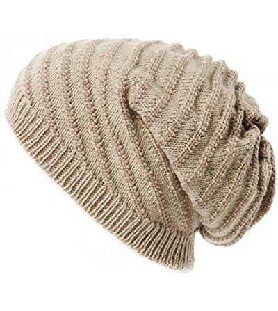 Newsboy Caps Unisex Knit Beanie Visor Cap Winter Hat Fleece Neck Scarf Set Ski Face Mask 55-61cm - 1044-beige - CF18LL4RH7S