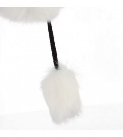 Skullies & Beanies Women Peruvian Faux Fur Knit Beanie Hat Warm Winter Fleece Lined Pompom Earflap Snow Ski Cap - Black 2 - C...