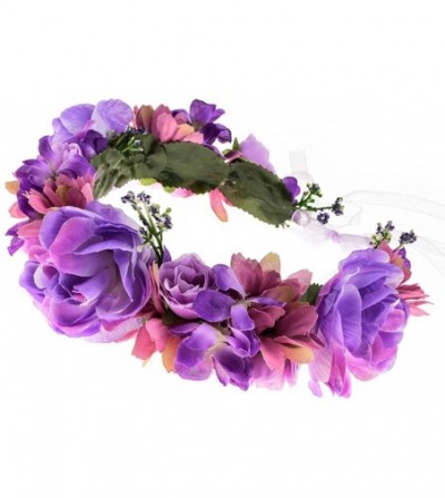 Headbands Rose Flower Headband Floral Crown Garland Halo - 5 Violet - CH18DL0MO2X