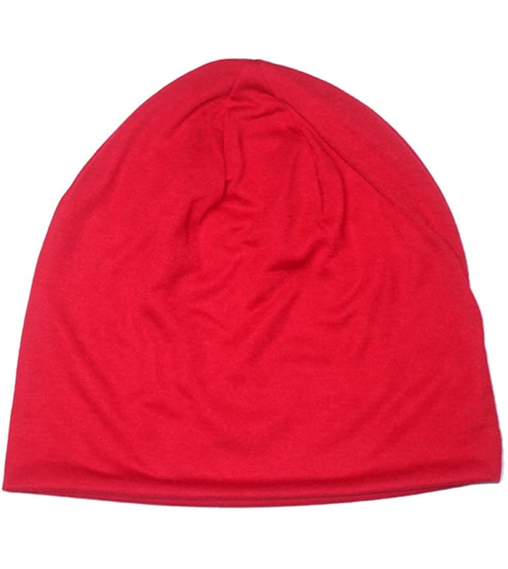 Skullies & Beanies Unisex Sleep Hat Soft Cotton Beanie Street Dancer Cap Watch Hat - Red - C912N6EX8FV