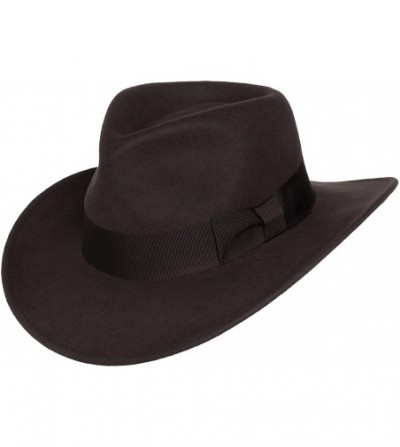 Fedoras Indiana Outback Crushable Wool Fedora Hat- Silver Canyon - Brown - CB18E4GNSXY