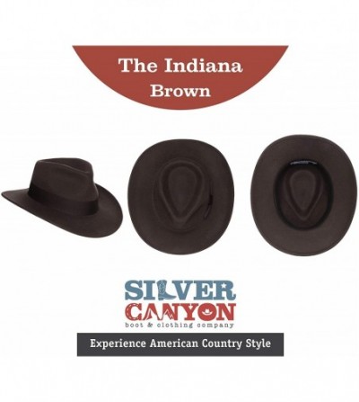 Fedoras Indiana Outback Crushable Wool Fedora Hat- Silver Canyon - Brown - CB18E4GNSXY