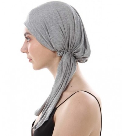 Skullies & Beanies Women's Beanie Soft Lycra Modal Cotton Turbans Chemo Caps Pre Tied Bandana Solid Color Hat - Gray - CA18GT...