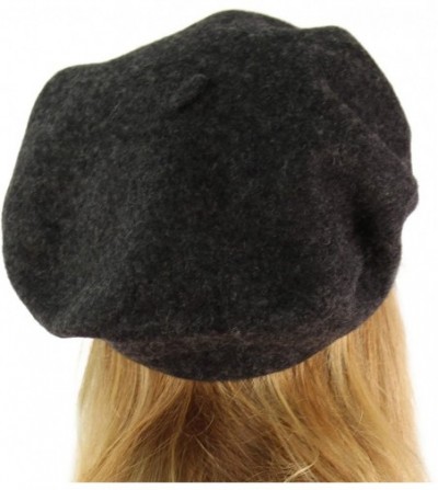 Berets Classic Winter 100% Wool Warm French Art Basque Beret Tam Beanie Hat Cap - Charcoal - C911P28UKIT
