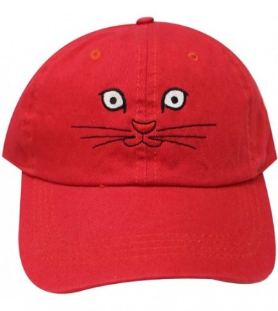 Baseball Caps Cat Face Cotton Baseball Caps - Red - C417Z5GE0SH