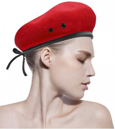 Berets AYPOW Berets Ladies Military Leather - Style A-red*2 - C818ZH5XOGD