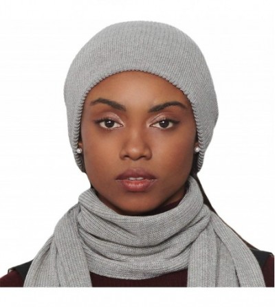 Skullies & Beanies Women's 100% Australian Merino Wool Knit Beanie Hat Warm Skull Caps Headwear - Grey - CS1869DK6HS