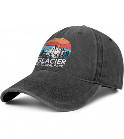 Baseball Caps Vintage-Glacier-National-Park- Hat for Mens Womens Sun Hat Adjustable Outdoor Denim Strapback Hat Caps - CH18WM...