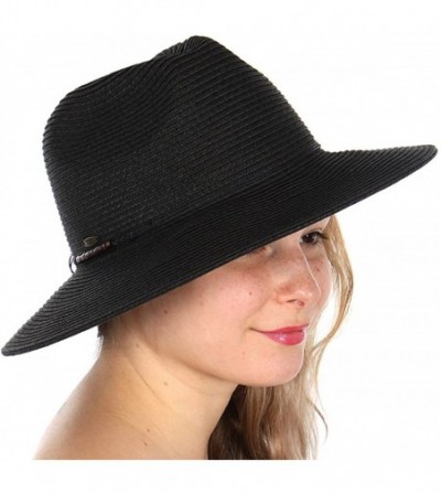 Sun Hats Beach Sun Hats for Women Large Sized Paper Straw Wide Brim Summer Panama Fedora - Sun Protection - C318RE2AU85