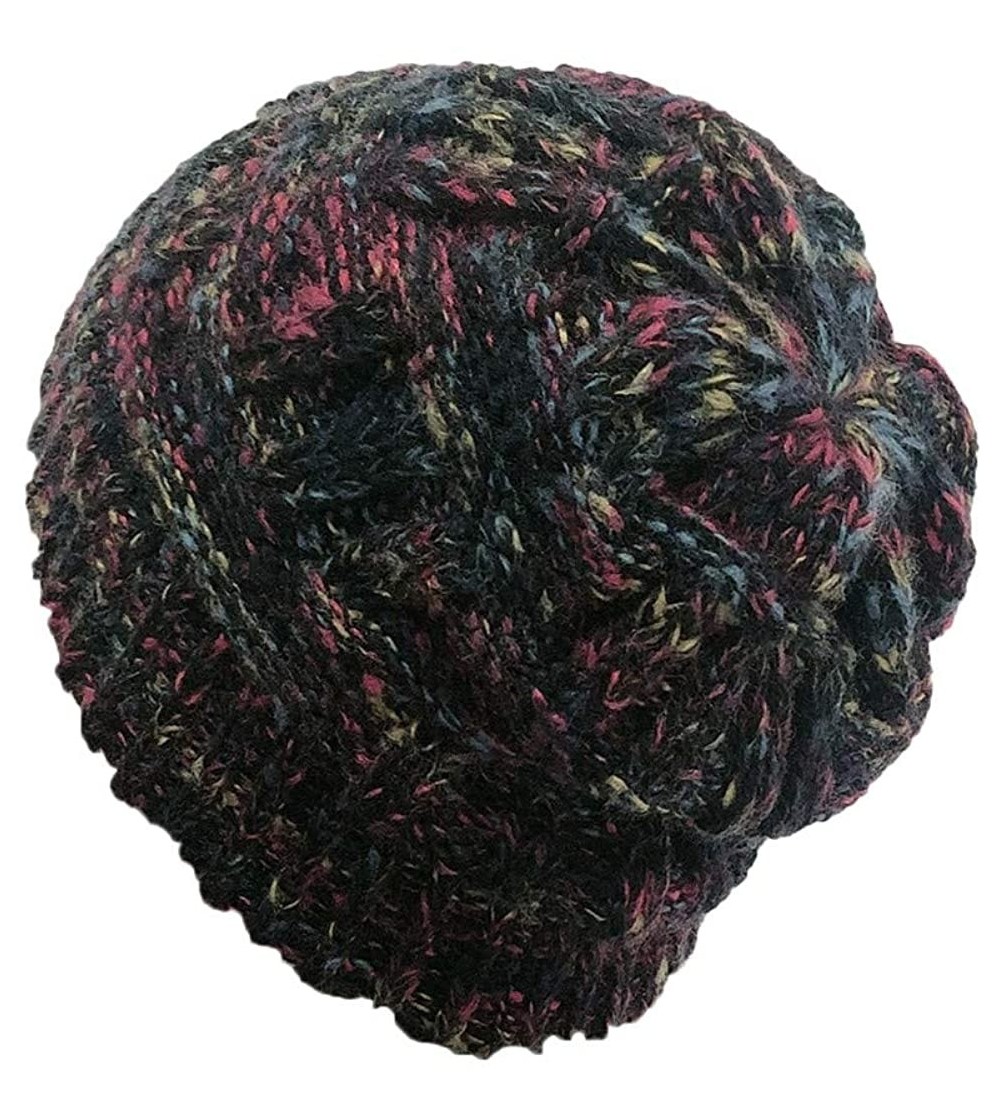 Skullies & Beanies New Women Keep Warm Winter Casual Knitted Hat Wool Hemming Hat Ski Hat - Black4 - CD1932L7CXN