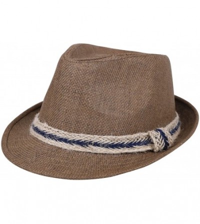 Sun Hats Women and Men Straw Fedora Sun Hat - Outdoor Cap w/Band - Dkbrown - C317YD5LITN