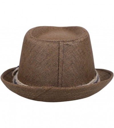 Sun Hats Women and Men Straw Fedora Sun Hat - Outdoor Cap w/Band - Dkbrown - C317YD5LITN