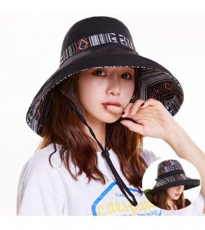 Skullies & Beanies Cotton Linen Revisible Summer Bucket Hats UPF 50+ Packable Sun Travel Hat - A - CG188ZHMZO9