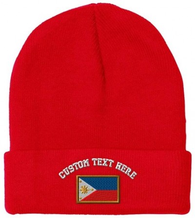 Skullies & Beanies Custom Beanie for Men & Women Philippines Embroidery Acrylic Skull Cap Hat - Red - CS18H5ISS4S