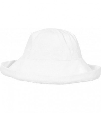 Sun Hats Women's Summer Cotton Bucket Beach Hat Foldable Sun Hat - White - CA18DIEGKXR