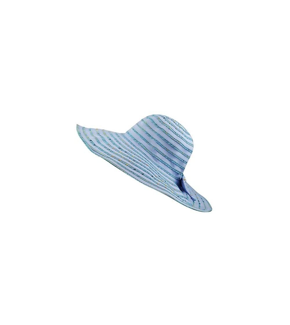 Sun Hats Crushable Multi-Colors with Ribbon Wide Floppy Brim Sun Hat - Light Blue - CB12HTVXHSB