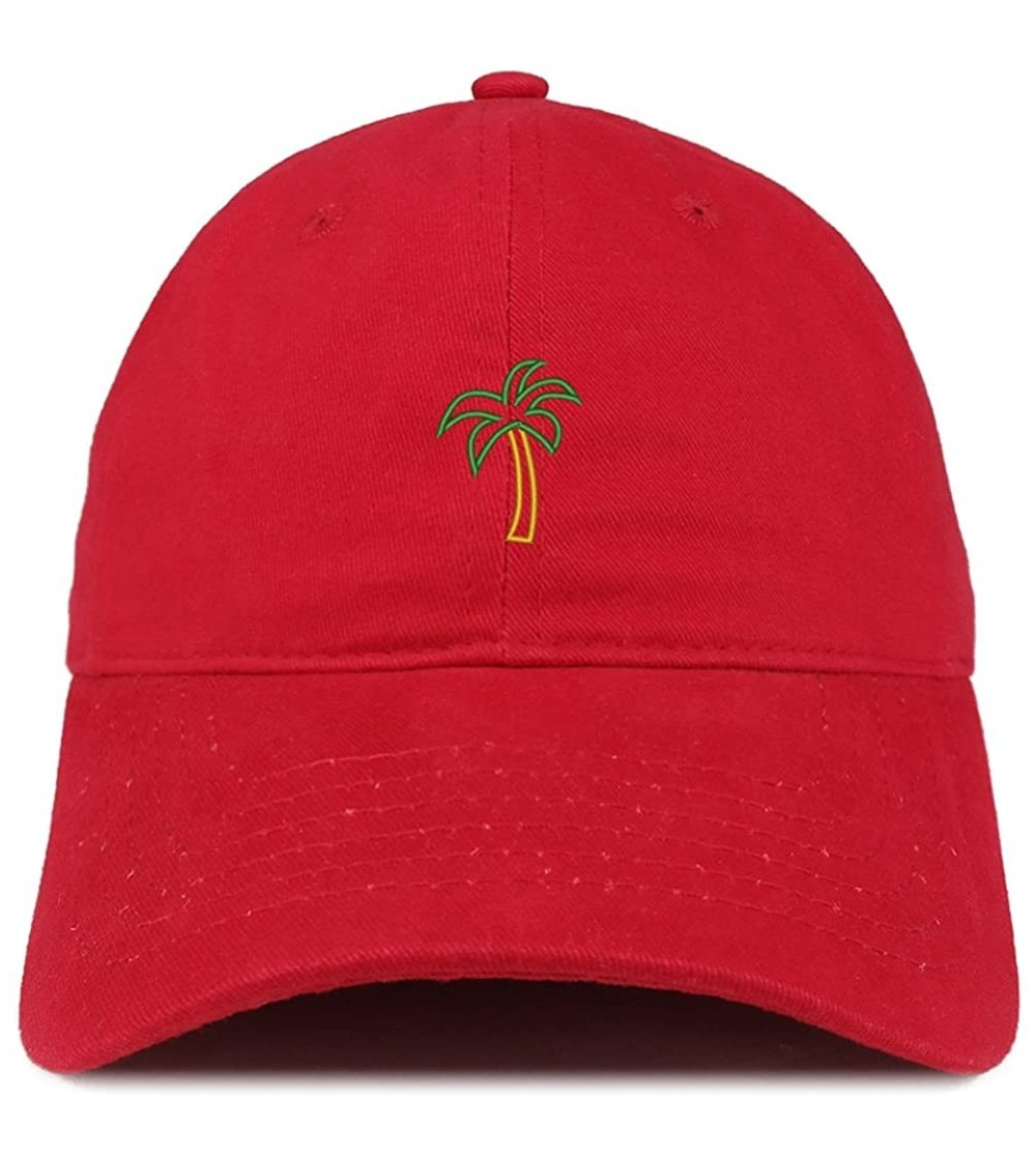 Baseball Caps Palm Tree Embroidered Dad Hat Adjustable Cotton Baseball Cap - Red - C912N4S8GCS