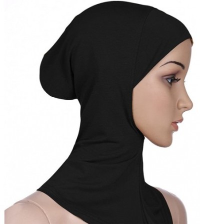 Skullies & Beanies Women Head Warp Solid Muslim Stretch Turban Hat Chemo Cap Hair Loss Headwear Cap - Black - CH18LH2SE92