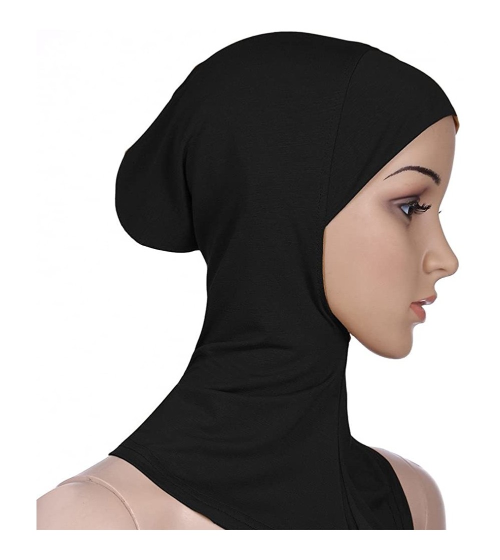 Skullies & Beanies Women Head Warp Solid Muslim Stretch Turban Hat Chemo Cap Hair Loss Headwear Cap - Black - CH18LH2SE92