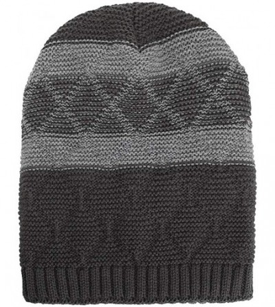 Skullies & Beanies Warm Oversized Chunky Soft Oversized Cable Knit Slouchy Beanie Winter Warm Knit Hat Skull Cap - Gray 2 - C...