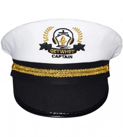Baseball Caps Admiral Captain Yacht Hat Snapback Gold Embroidery Anchor Skippers Cap for Party - White 3 - C6199ZNSU2K