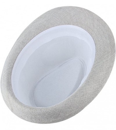 Fedoras Unisex Men Women Cotton Fedora Trilby Gangster Hat Sun Jazz Cap - Light Grey - C911LB77H0T