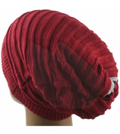 Skullies & Beanies SUNYIK Unisex Slouchy Beanie Hat-Winter Scarf ChunkyKnit Baggy Cap - Purplish Red - CV129TD2K9J