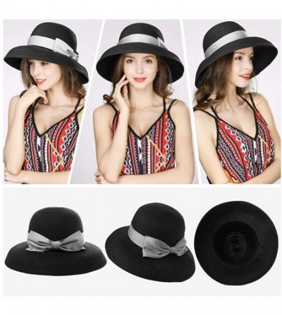 Sun Hats Small Head Women Packable SPF Sun Hat Bucket Chin Strap Summer Beach for Girls 54-56cm - Black_00043 - CQ18SWMQC2U