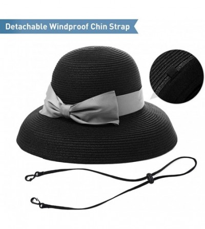 Sun Hats Small Head Women Packable SPF Sun Hat Bucket Chin Strap Summer Beach for Girls 54-56cm - Black_00043 - CQ18SWMQC2U