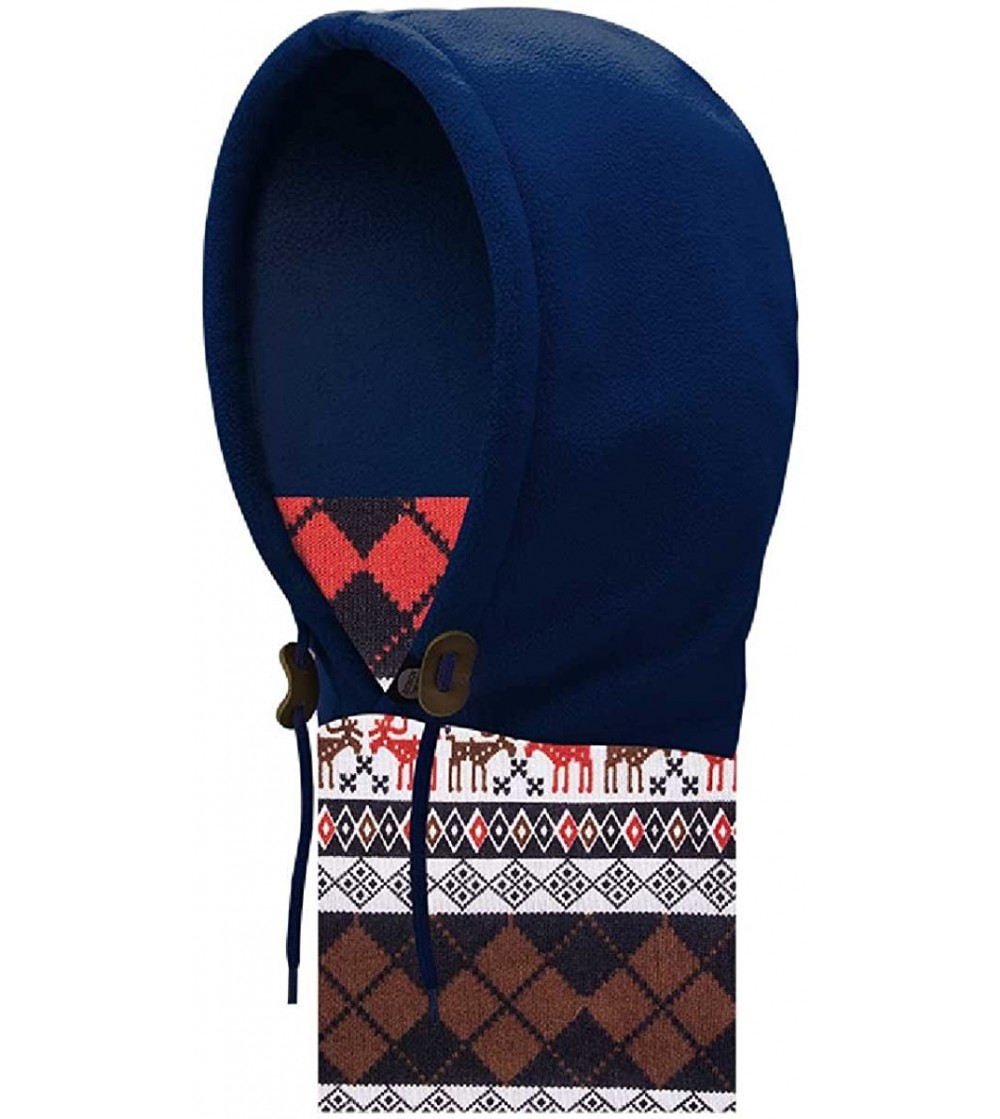 Balaclavas Balaclava Ski Face Mask Winter Hat Fleece Cold Weather Hooded Mask Neck Warmer - Dark Blue - CK188GTSSQ6