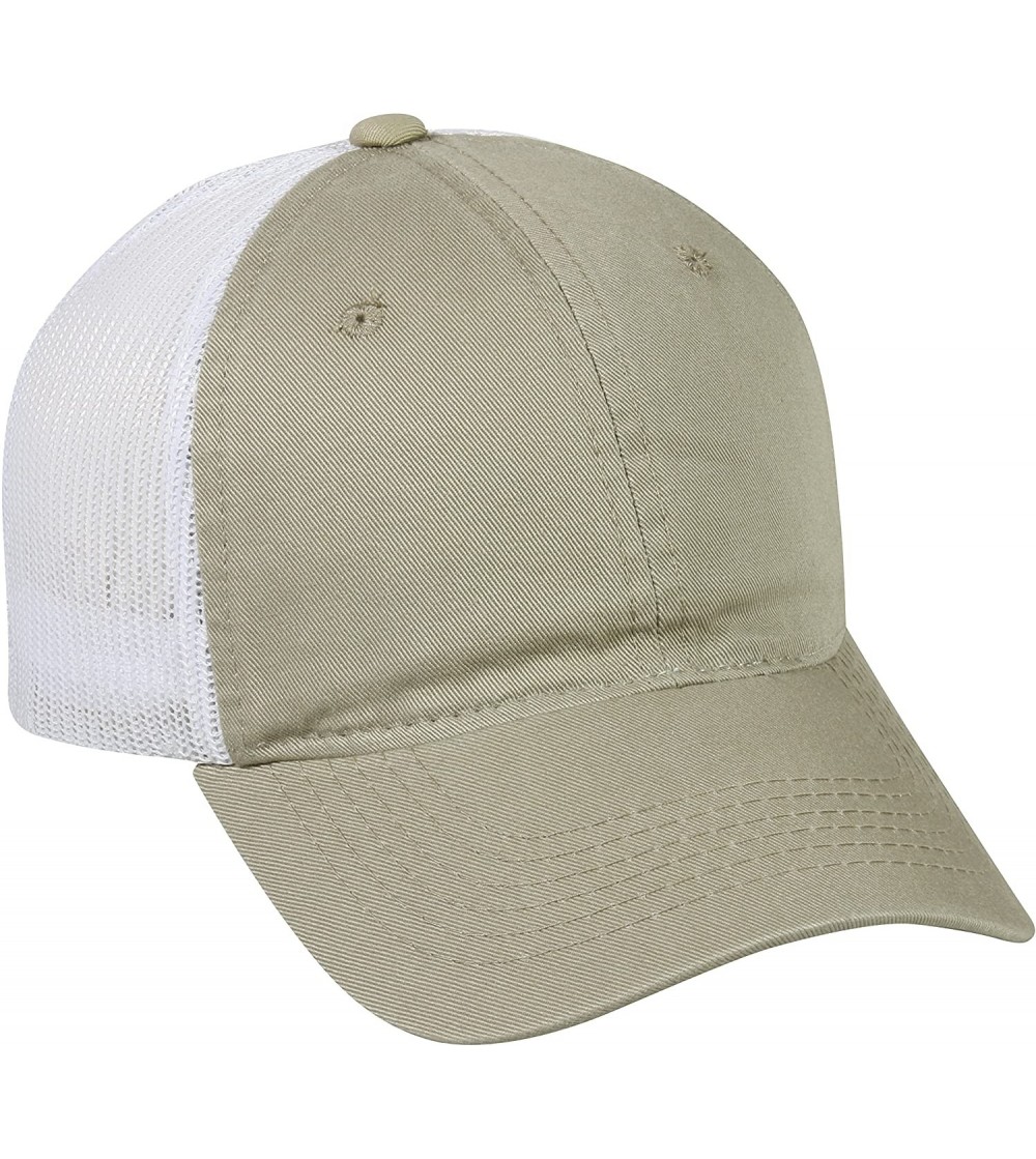 Baseball Caps Garment Washed Meshback Cap - Khaki/White - CZ114XXAUT7