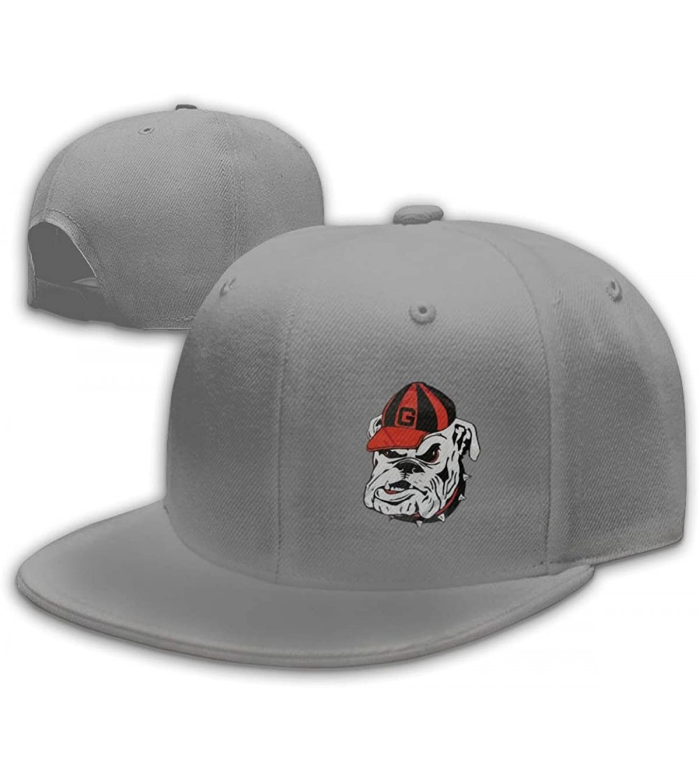 Baseball Caps Georgia Bulldogs Logo Snapback Flat Bill Baseball Cap Mens Gray - CB18W5KWH63
