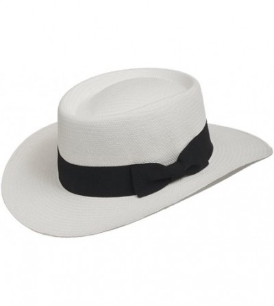 Sun Hats Gambler Links Elegant Golf Dress Straw Panama Hat with Stylish Black Hatband - White - CG12EGA8MCD