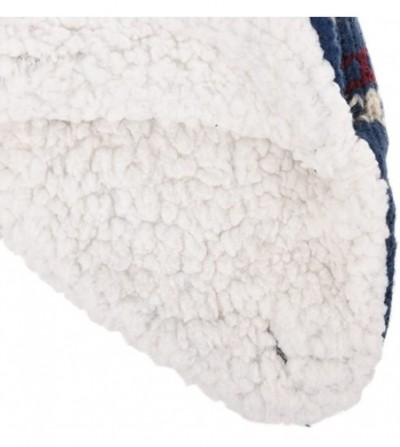 Skullies & Beanies Knit Fleece Lined Fairs Isle Nordic Ear Flap Bobble Pom Beanie Hat CR1025 - Navy - CG18MDMOOWI