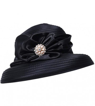 Sun Hats Lady Church Kentucky Derby Sun Hat Wedding Tea Party Dress Bowler Hat - Navy - CS194KUINOQ