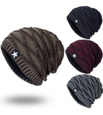Skullies & Beanies Unisex Knitting Baggy Cap Hedging Head Hat Beanie Cap Warm Outdoor Fashion Hat Star Pattern - Black - CT18...